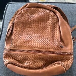 Valentina medium size brown/dark camel backpack. Made in Italy. Genuine leather